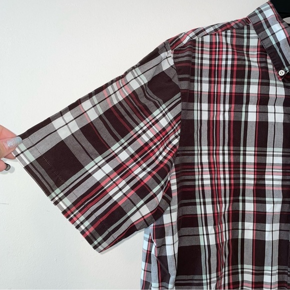 Chaps Short Sleeve Plaid Button Down Cotton Shirt Size Medium - Picture 4 of 6